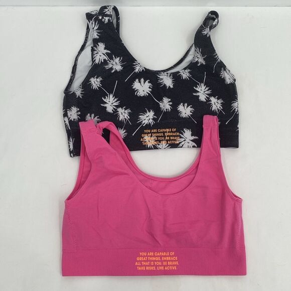 Justice oh so soft 34 Sports Bra Training Black Palm Print Pink - Picture 5 of 8
